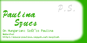 paulina szucs business card